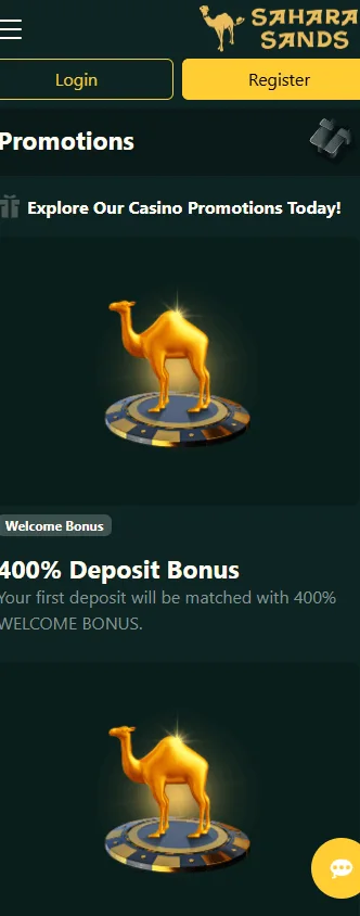 Sahara Sands Casino mobile promotions area